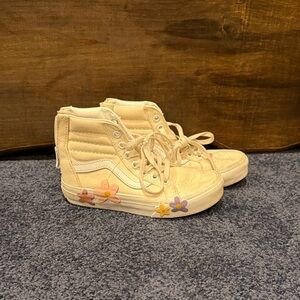 Cream High-Top Vans with Floral Accents